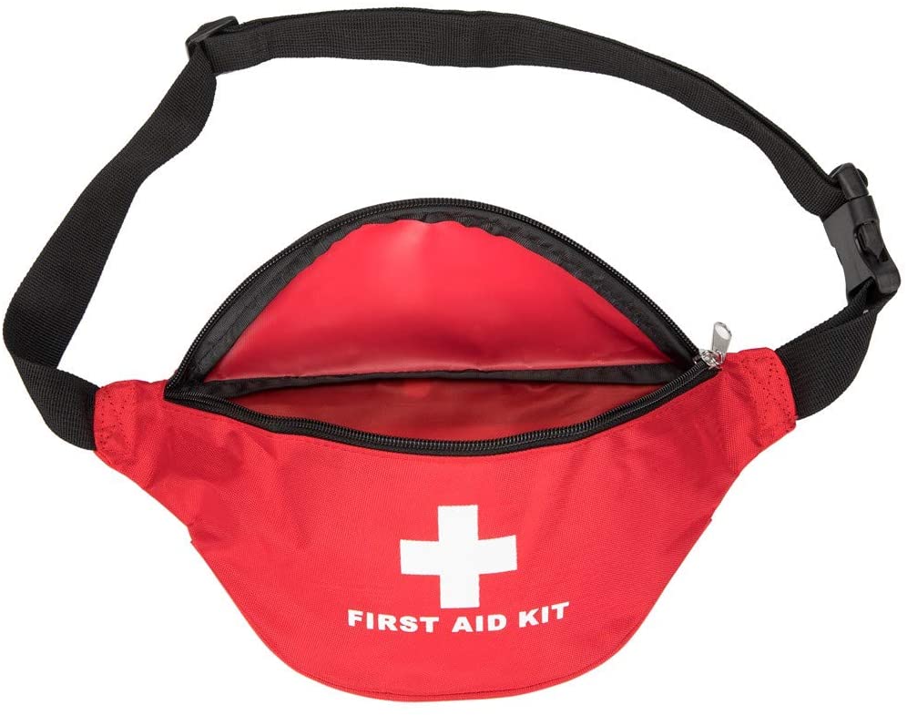 यात्रा खेल लाल फैनी कमर खाली प्राथमिक चिकित्सा बैग